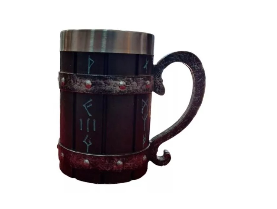 Tazón Mug Calavera Guerrero Vikingo Acero Inoxidable 600ml