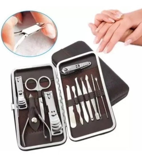 Manicure Pedicure Acero Inoxidable Estuche Set 12 Pcs